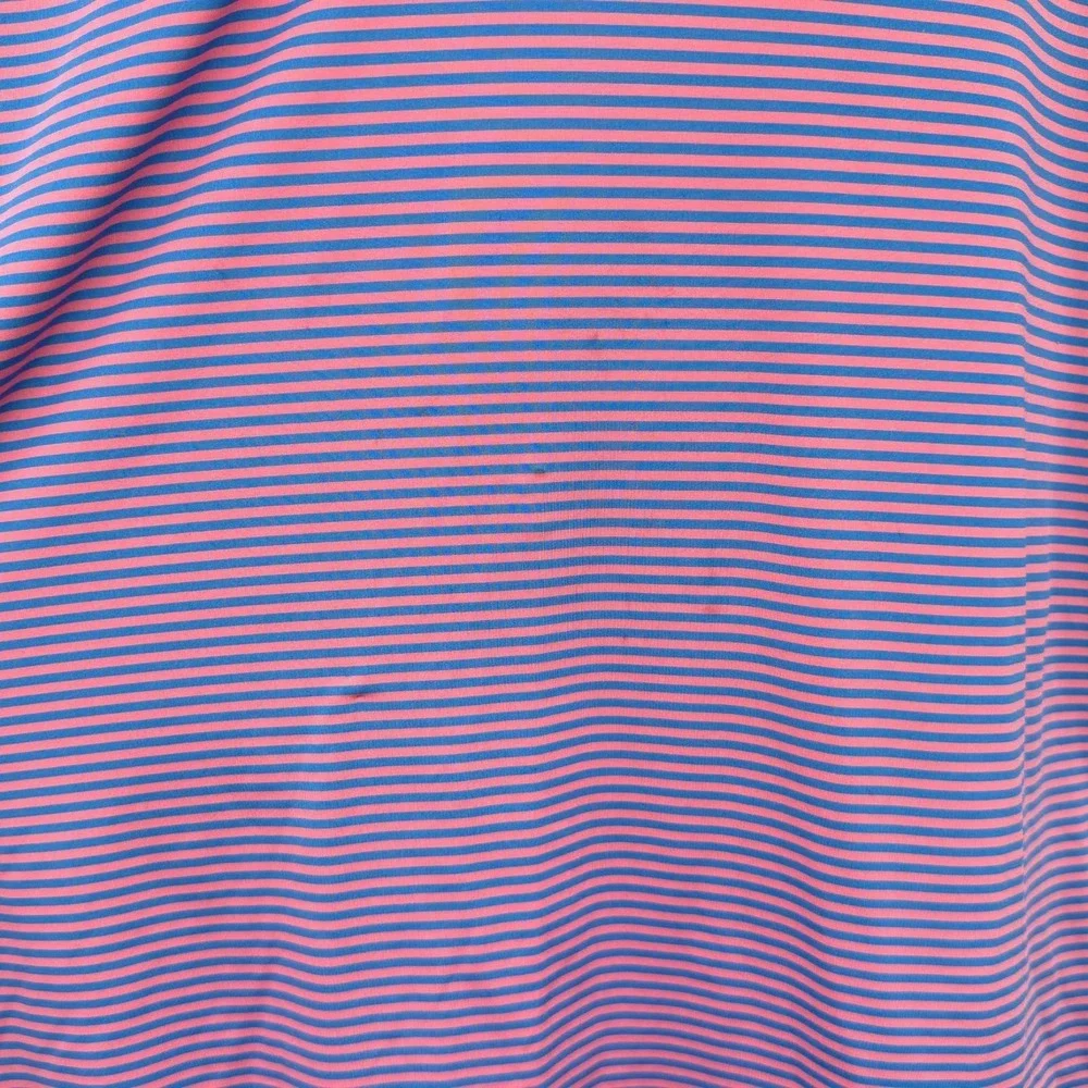 FootJoy‎ Mens Striped Polo Shirt Large Pink & Blue Golf FLAWS - Picture 6 of 13